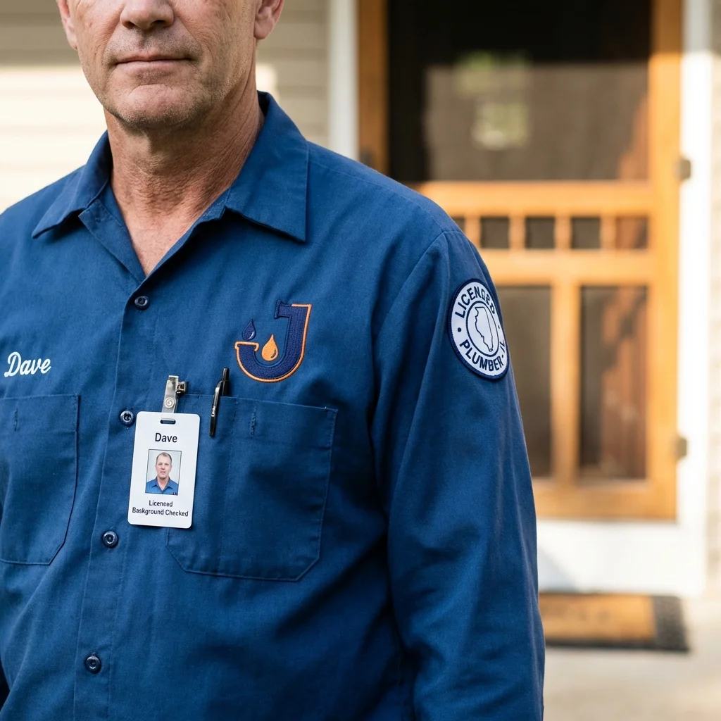 Licensed plumber showing ID badge in Granite, OK