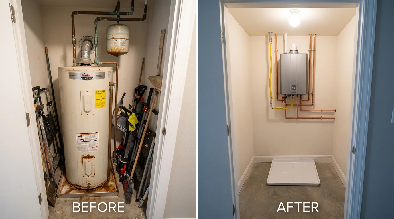 Tank water heater versus wall-mounted tankless unit comparison for Granite, OK homeowners